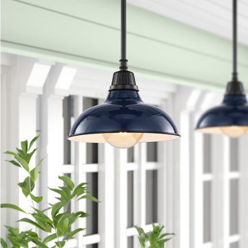 Jasper 12.25" Farmhouse Industrial Indoor/Outdoor Iron LED Pendant